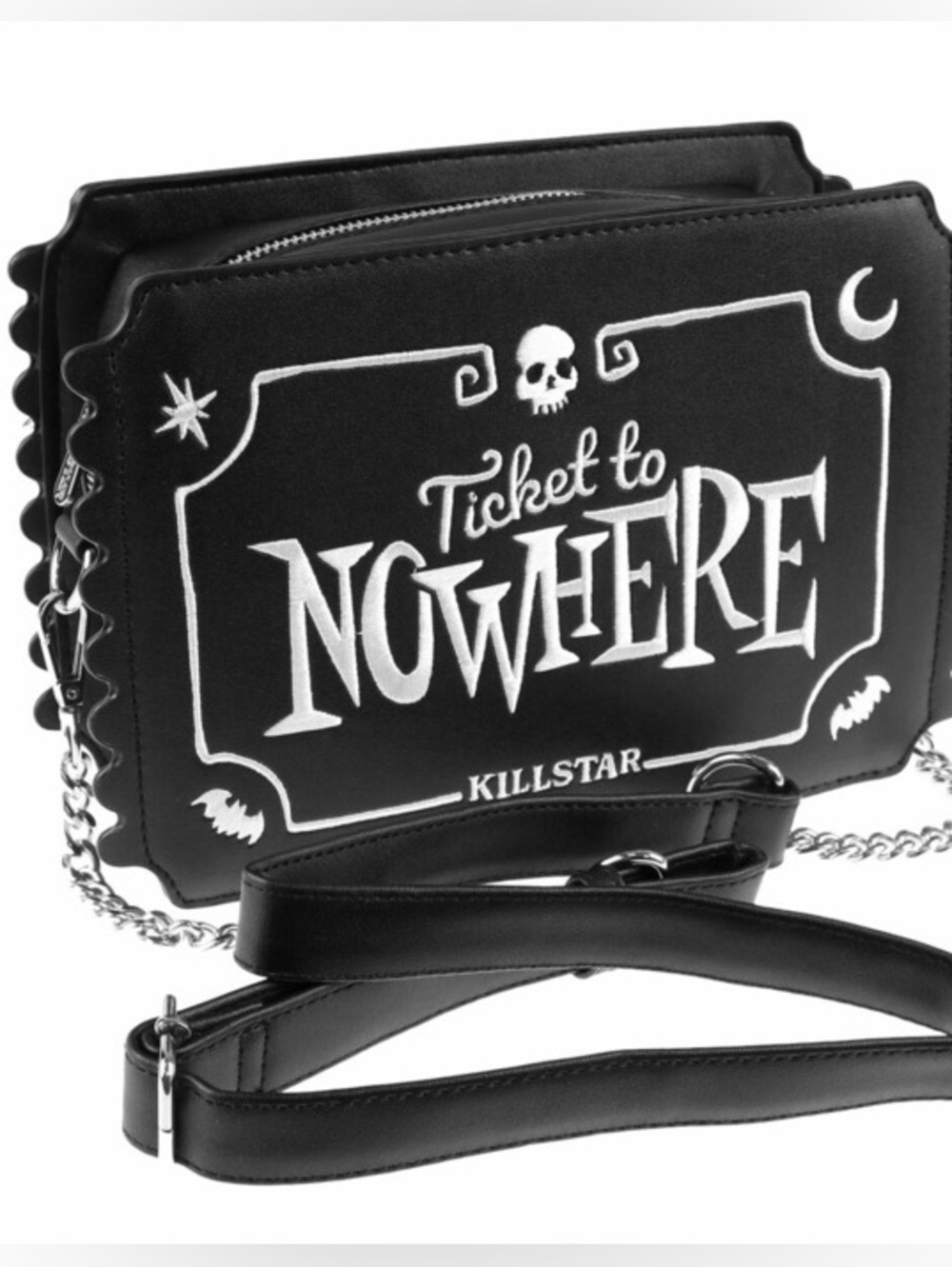 Killstar Rare Goth Punk Ticket to Nowhere Skull Bat Purse 🖤